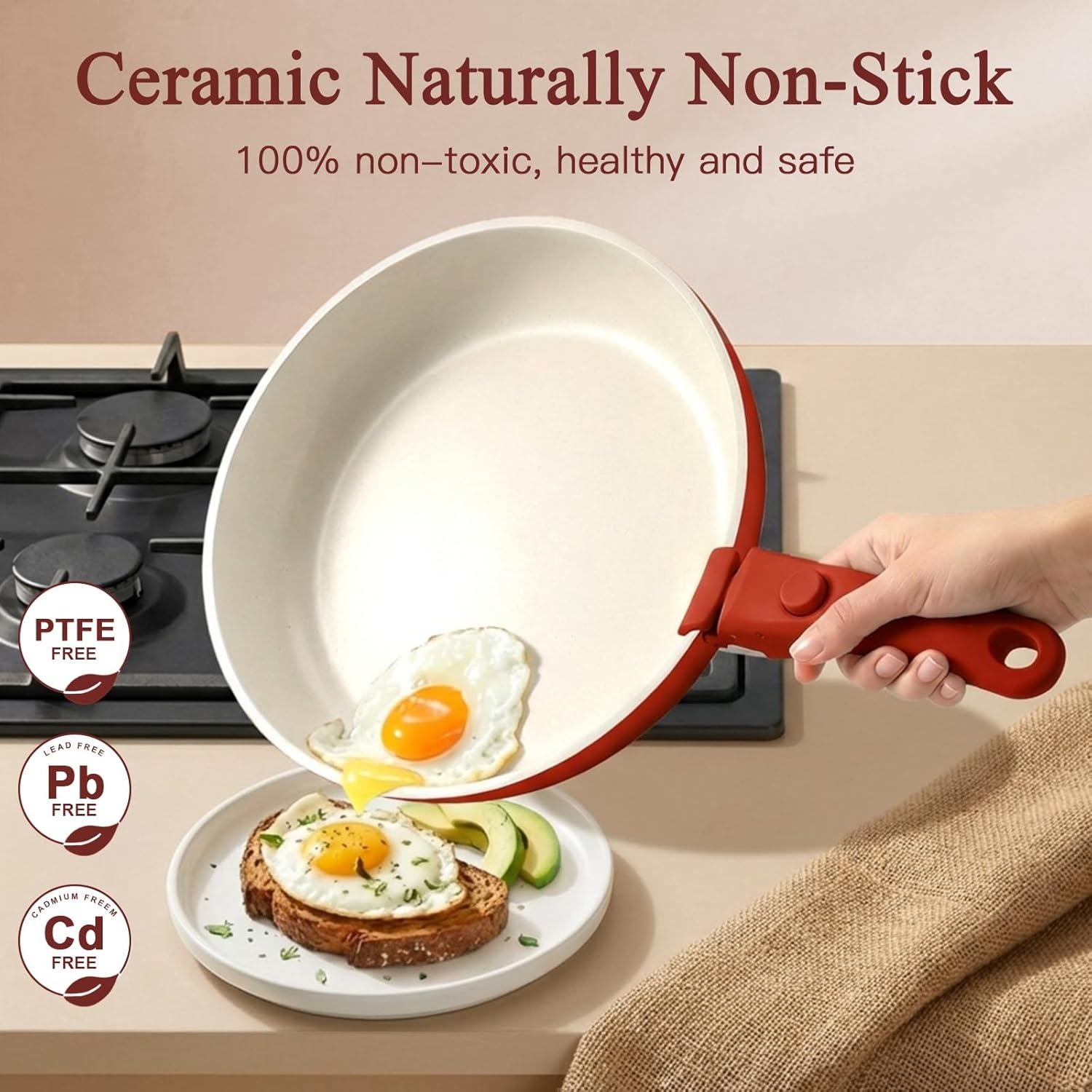 image:imageGiPP 5PCS Pots and Pans Set Non Stick Nonstick Cookware Set Detachable Handle Ceramic Pots for Cooking Non Stick with Removable Handle RV Cookware Set for All Stoves Red Black GradienRed and Black Gradient