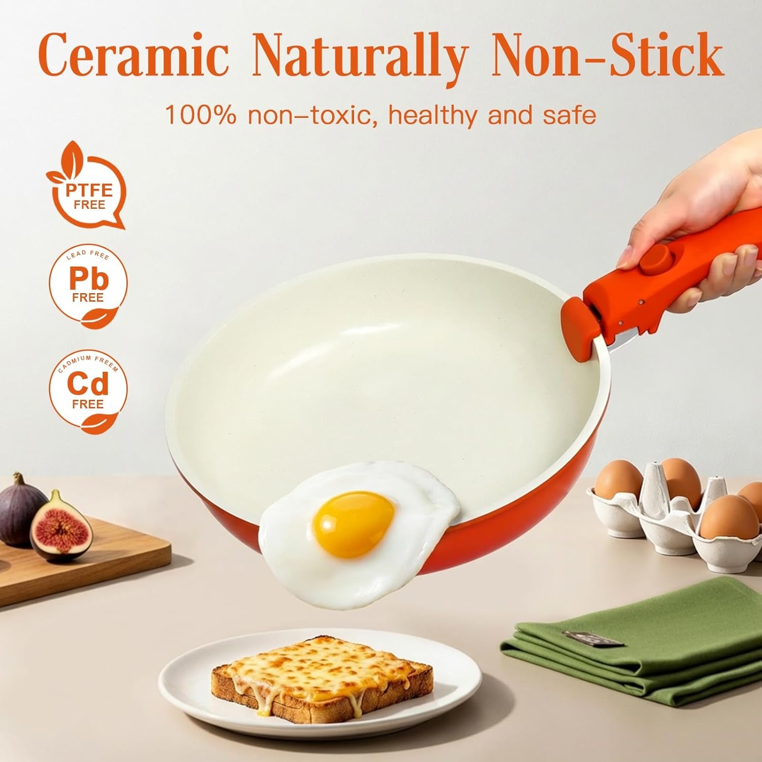 image:imageGiPP 5PCS Pots and Pans Set Non Stick Nonstick Cookware Set Detachable Handle Ceramic Pots for Cooking Non Stick with Removable Handle RV Cookware Set for All Stoves Red Black GradienOrange Gradient