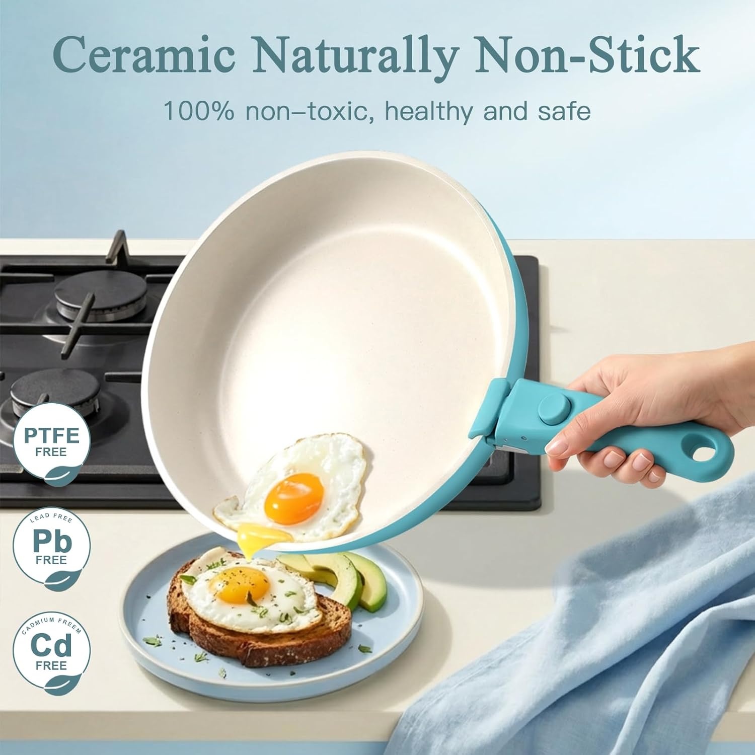 image:imageGiPP 5PCS Pots and Pans Set Non Stick Nonstick Cookware Set Detachable Handle Ceramic Pots for Cooking Non Stick with Removable Handle RV Cookware Set for All Stoves Red Black GradienLight Blue Gradient