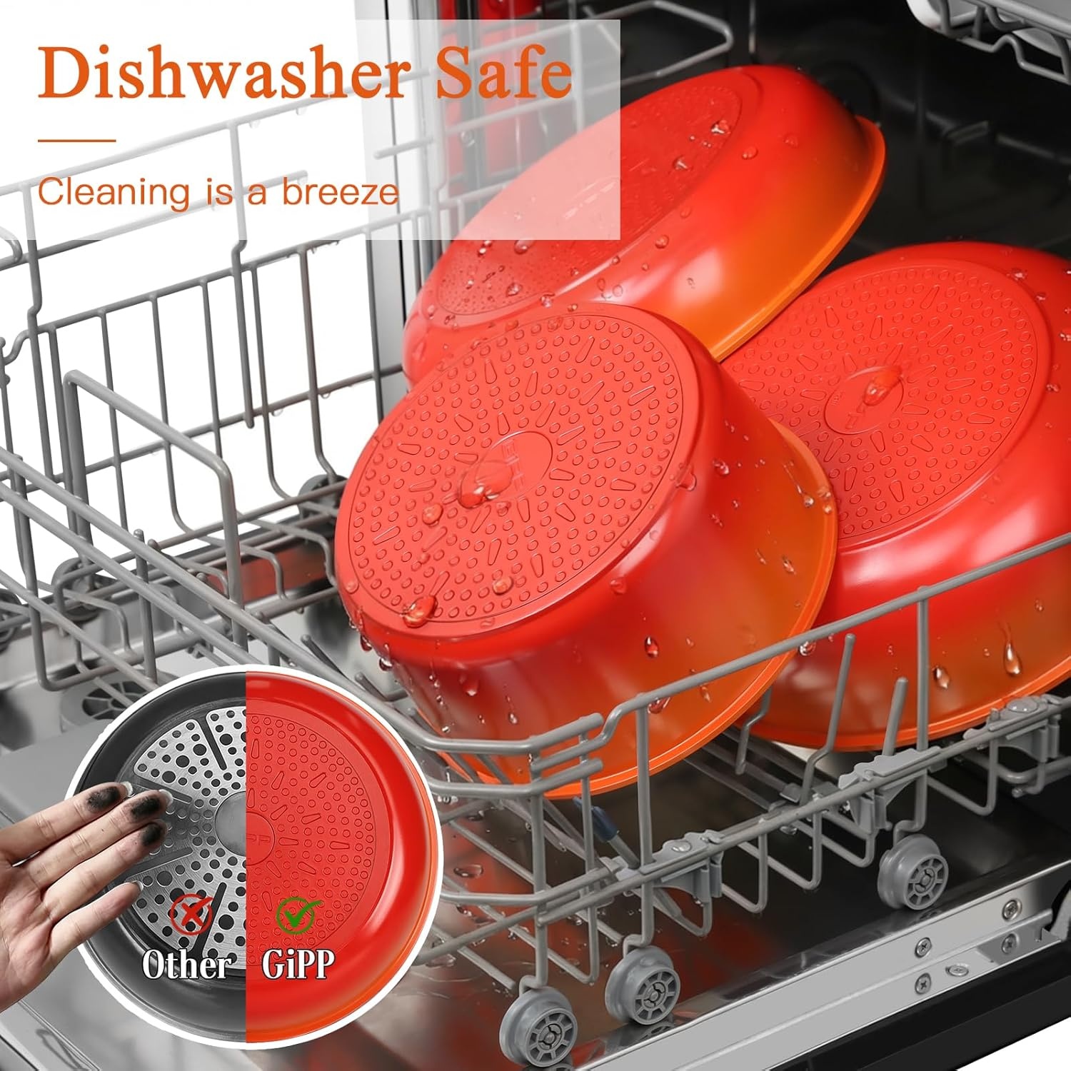 image:imageGiPP 5PCS Pots and Pans Set Non Stick Nonstick Cookware Set Detachable Handle Ceramic Pots for Cooking Non Stick with Removable Handle RV Cookware Set for All Stoves Red Black GradienOrange Gradient