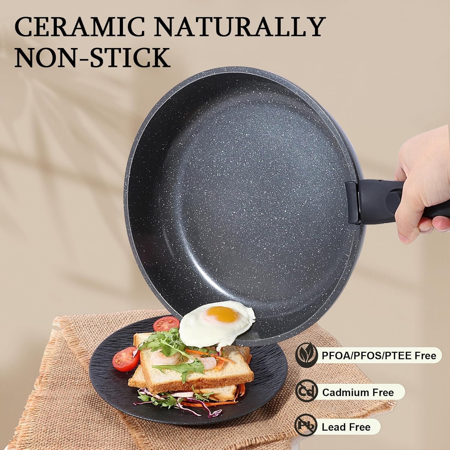 image:imageGiPP 5Pcs Pots and Pans Set Non Stick Cookware Sets Nonstick Detachable Handle Induction Kitchen Set Removable Handle RV Cookware set Oven SafeDark Gray
