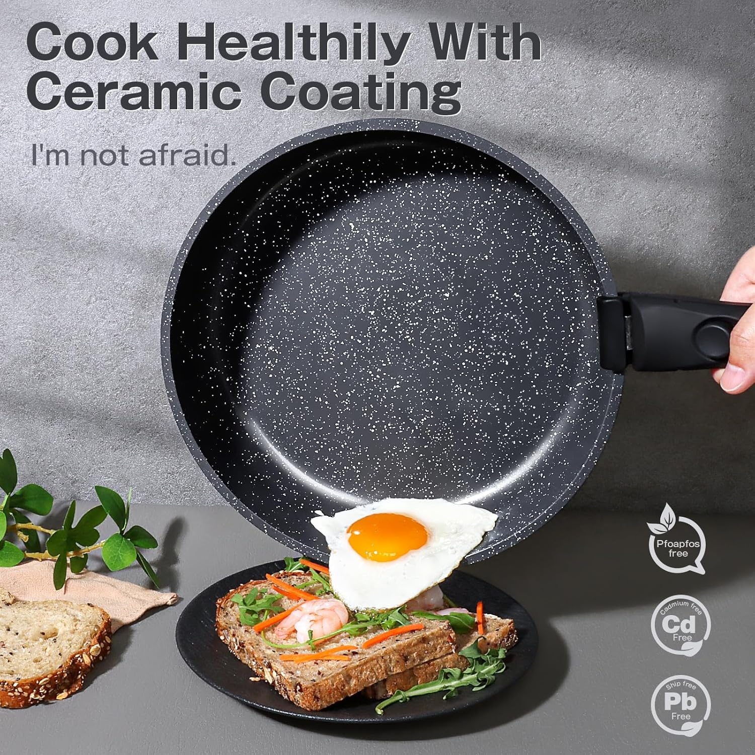 image:imageGiPP 5Pcs Pots and Pans Set Non Stick Cookware Sets Nonstick Detachable Handle Induction Kitchen Set Removable Handle RV Cookware set Oven SafeDark Gray