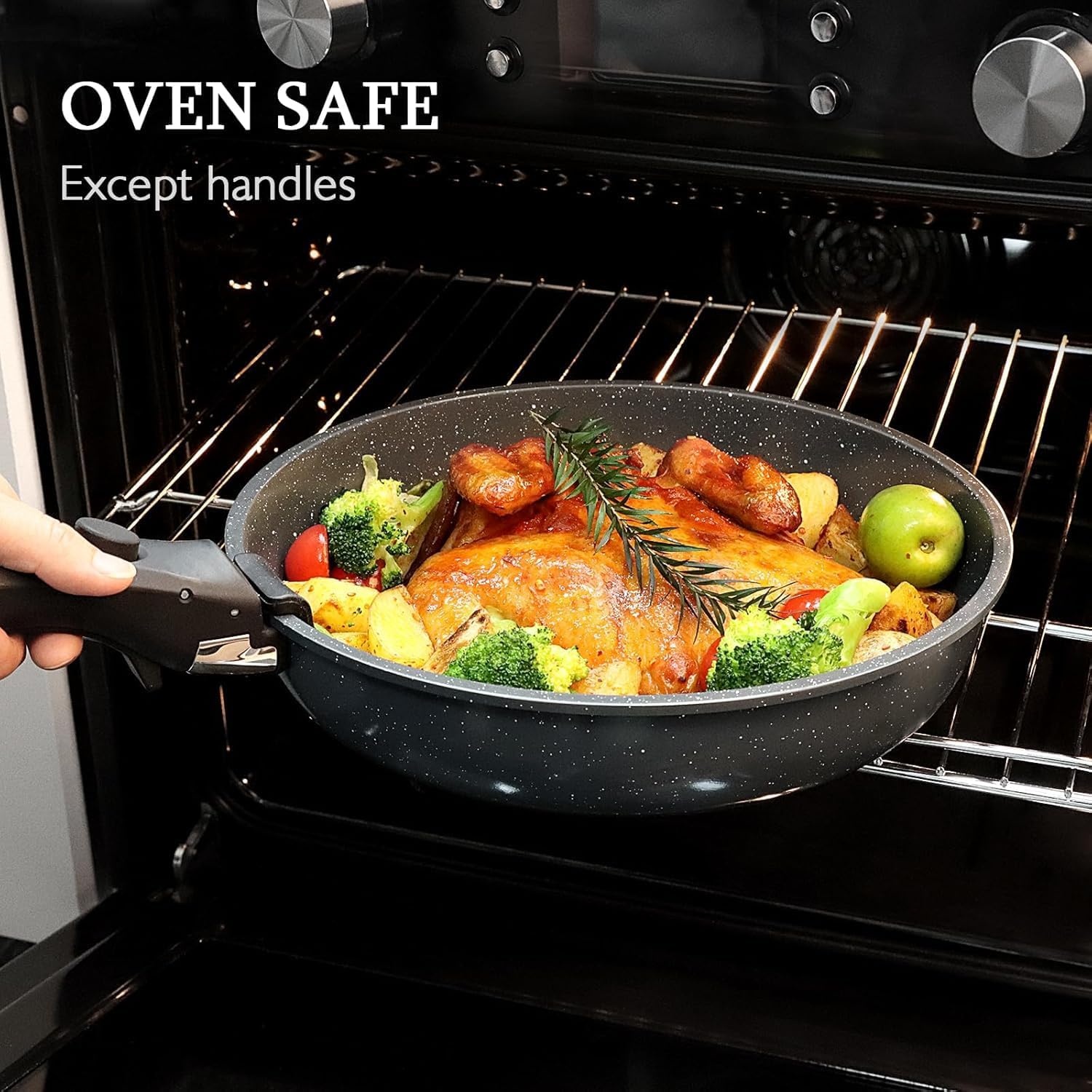 image:imageGiPP 5Pcs Pots and Pans Set Non Stick Cookware Sets Nonstick Detachable Handle Induction Kitchen Set Removable Handle RV Cookware set Oven SafeDark Gray