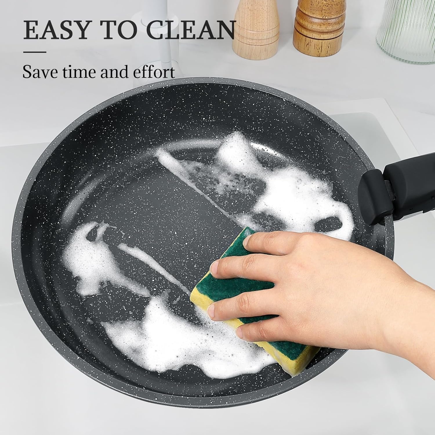 image:imageGiPP 5Pcs Pots and Pans Set Non Stick Cookware Sets Nonstick Detachable Handle Induction Kitchen Set Removable Handle RV Cookware set Oven SafeDark Gray