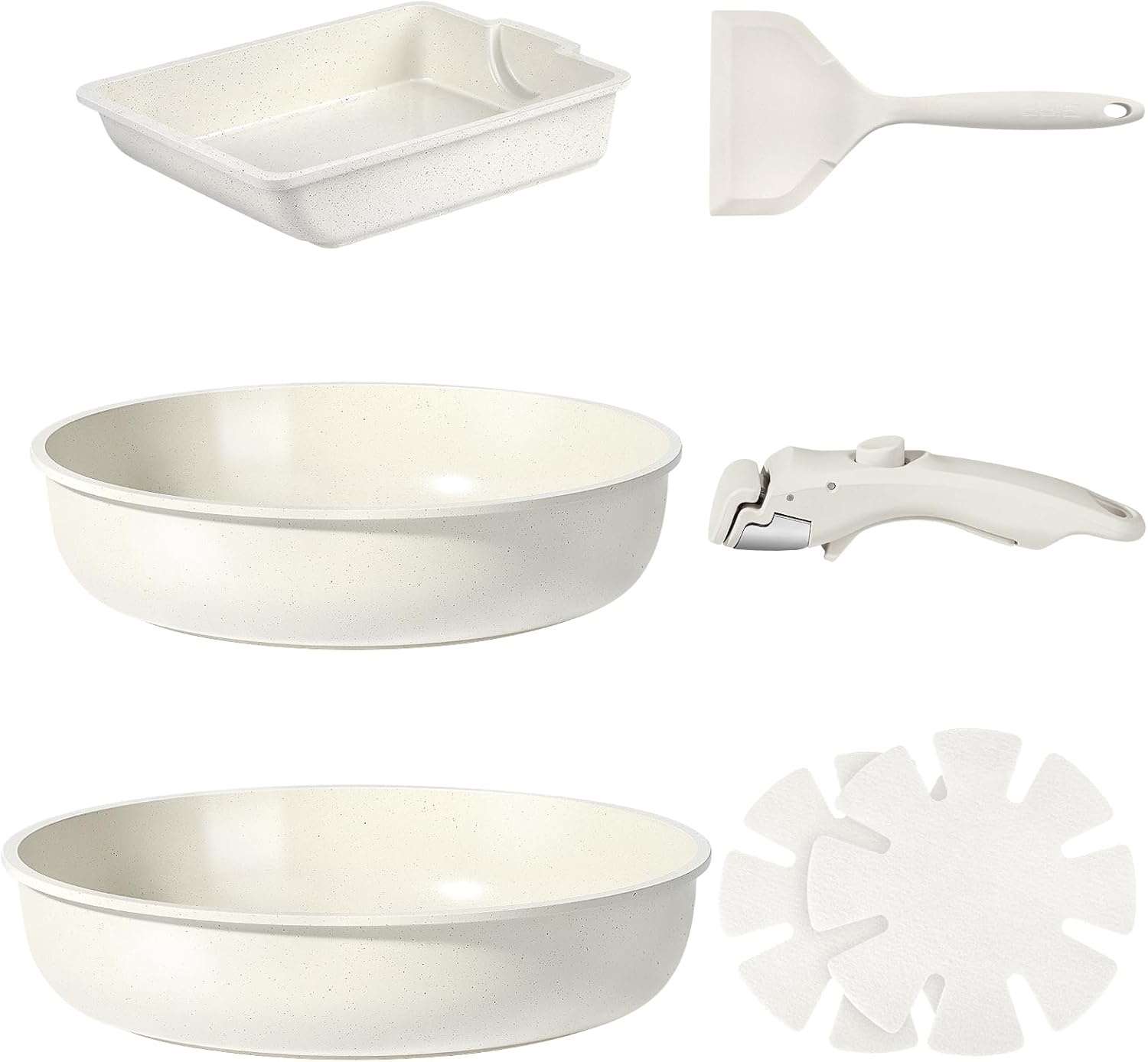 image:imageGiPP 5Pcs Pots and Pans Set Non Stick Cookware Sets Nonstick Detachable Handle Induction Kitchen Set Removable Handle RV Cookware set Oven SafeWhite