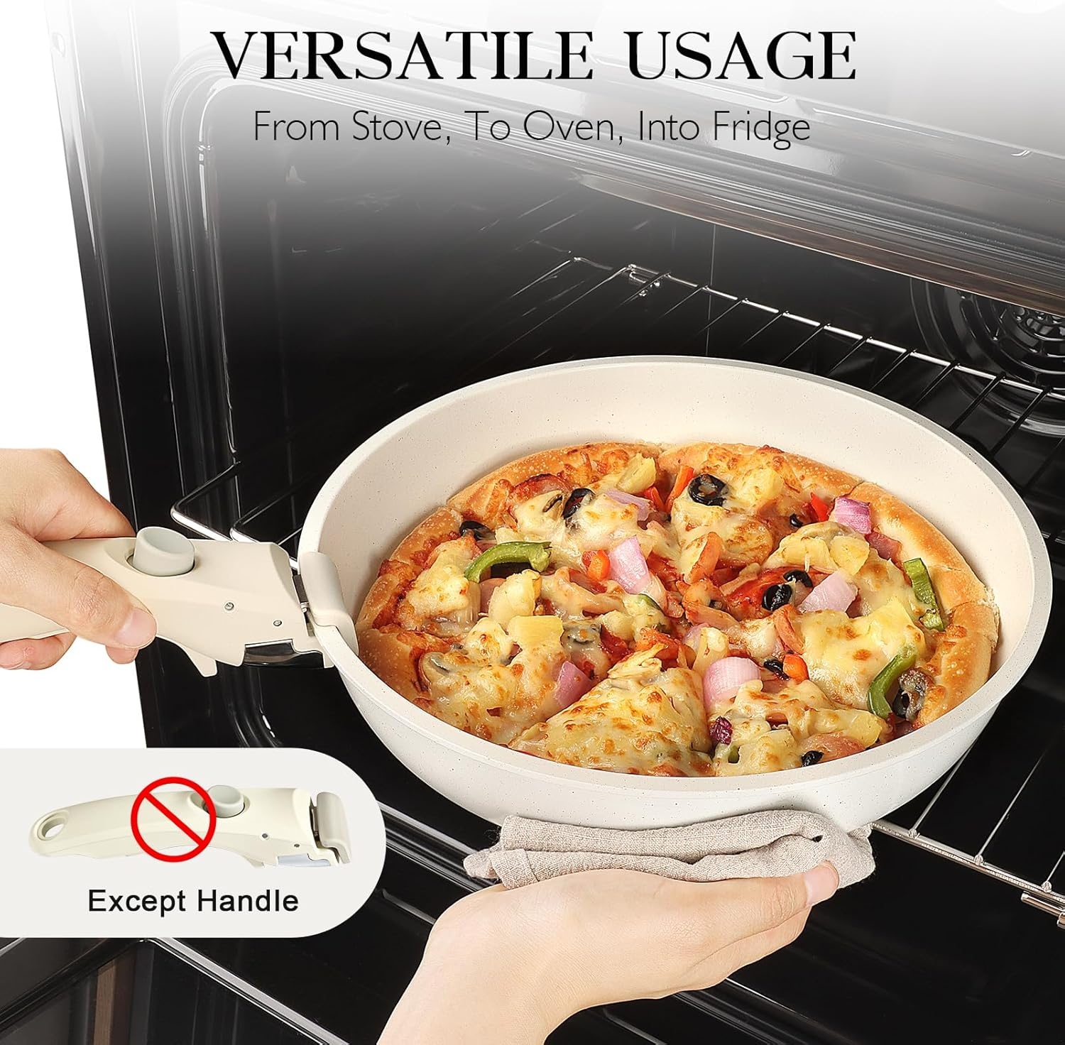 image:imageGiPP 5Pcs Pots and Pans Set Non Stick Cookware Sets Nonstick Detachable Handle Induction Kitchen Set Removable Handle RV Cookware set Oven SafeWhite