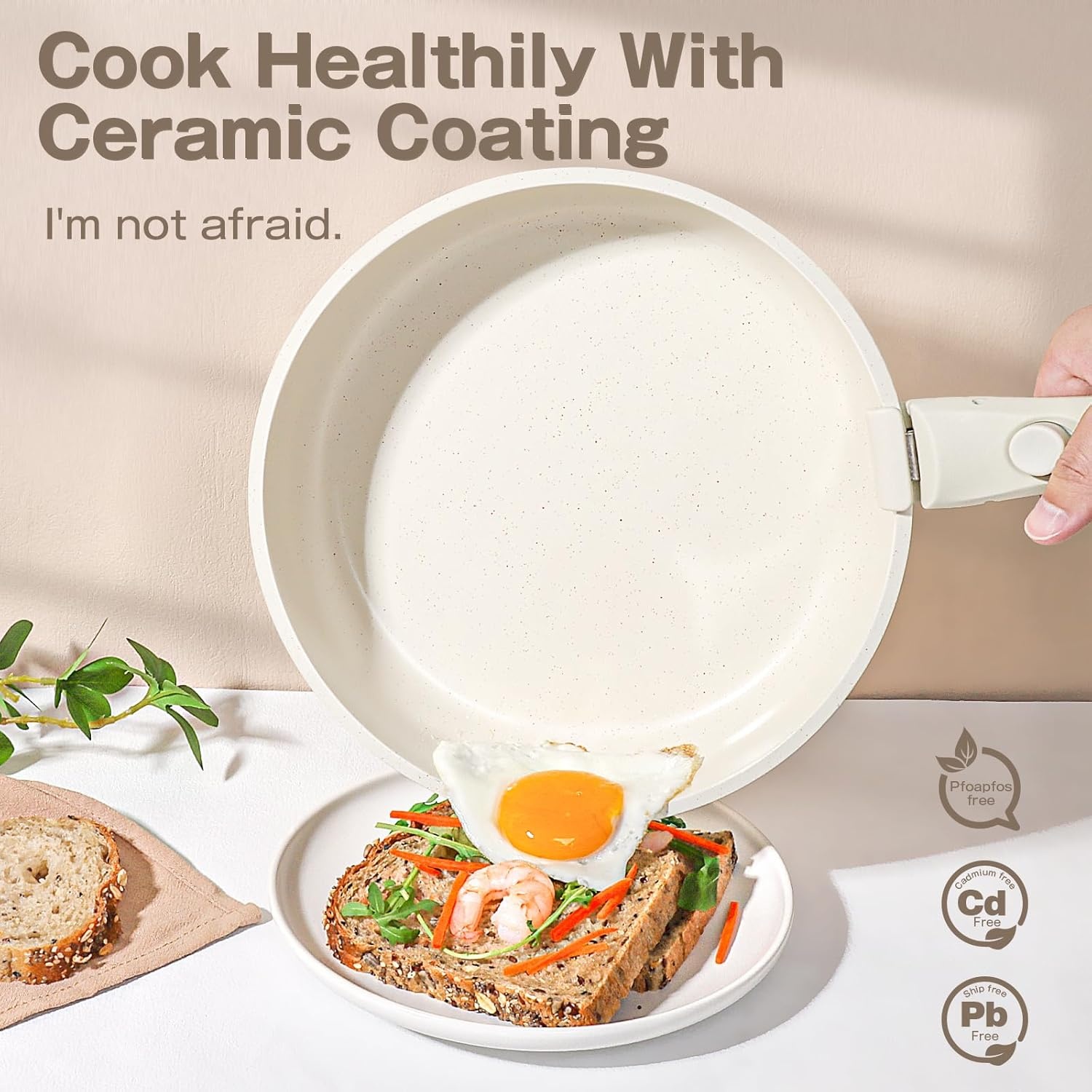 image:imageGiPP 5Pcs Pots and Pans Set Non Stick Cookware Sets Nonstick Detachable Handle Induction Kitchen Set Removable Handle RV Cookware set Oven SafeWhite