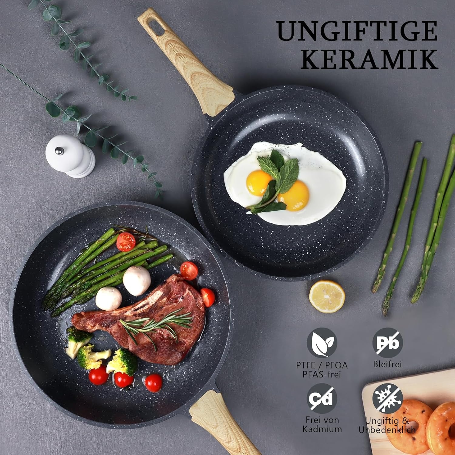 image:imageGiPP Ceramic NonStick Frying Pan 202428cm Healthy NonToxic Pan Induction Safe PFAS amp PFOA Free Dishwasher Safe with Cool Handle