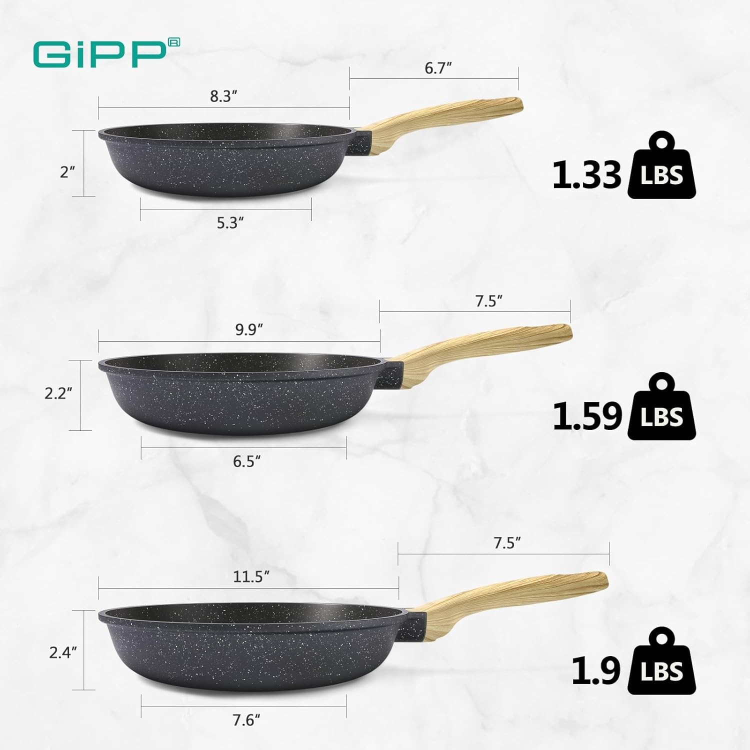image:imageGiPP Ceramic Nonstick Frying Pan with Lid 12 Healthy NonToxic Non Stick Skillet Omelette Pans Induction Compatible Chef Pan PFAS amp PFOAFree Dishwasher Safe Stay Cool HandlesGray