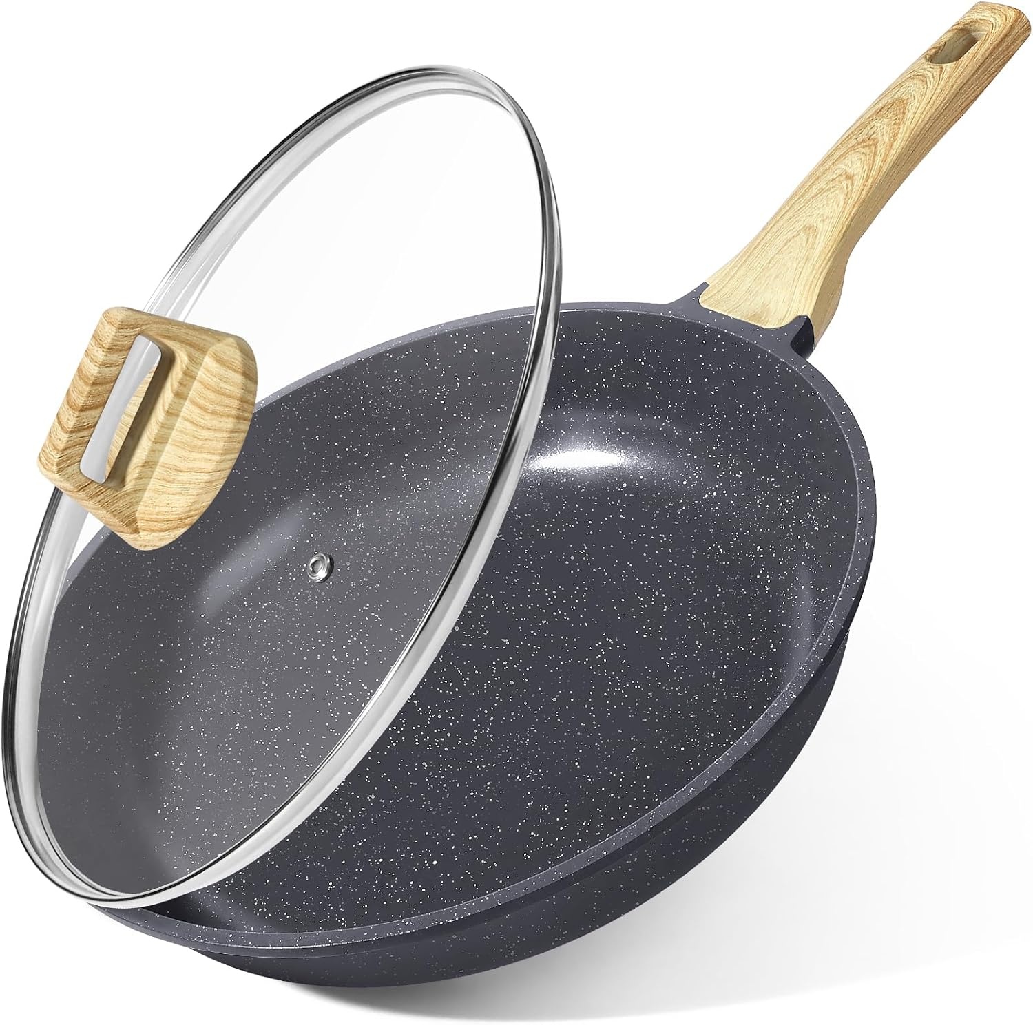 image:imageGiPP Ceramic Nonstick Frying Pan with Lid 12 Healthy NonToxic Non Stick Skillet Omelette Pans Induction Compatible Chef Pan PFAS amp PFOAFree Dishwasher Safe Stay Cool HandlesGray