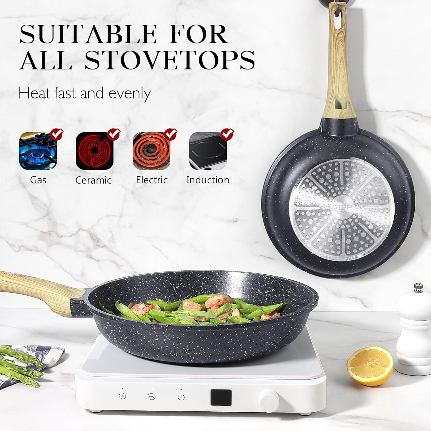 image:imageGiPP Ceramic Nonstick Frying Pan with Lid 12 Healthy NonToxic Non Stick Skillet Omelette Pans Induction Compatible Chef Pan PFAS amp PFOAFree Dishwasher Safe Stay Cool HandlesGray