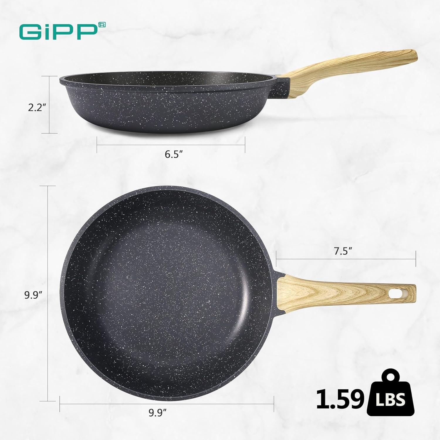 image:imageGiPP Ceramic Nonstick Frying Pan with Lid 12 Healthy NonToxic Non Stick Skillet Omelette Pans Induction Compatible Chef Pan PFAS amp PFOAFree Dishwasher Safe Stay Cool HandlesGray