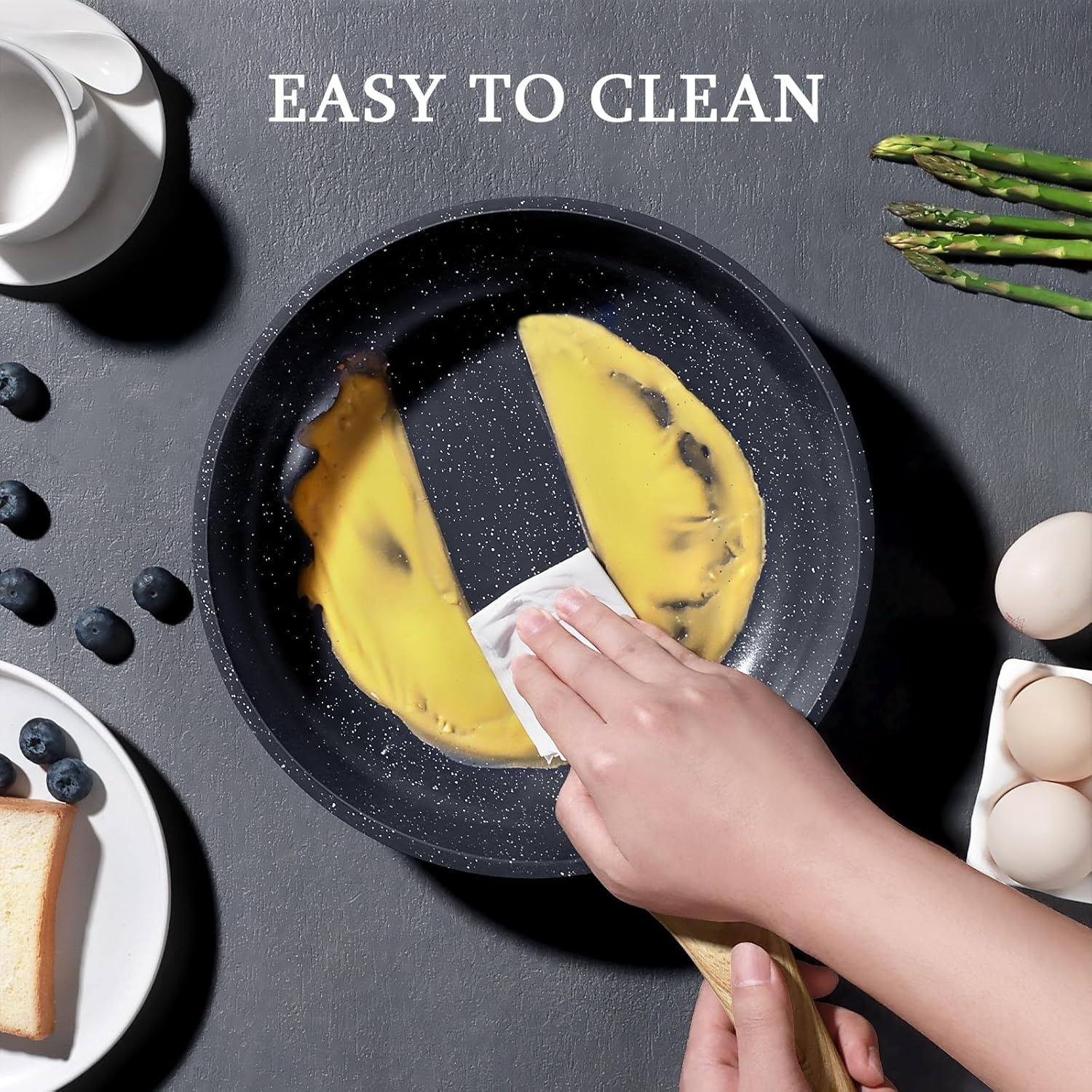 image:imageGiPP Ceramic Nonstick Frying Pan with Lid 12 Healthy NonToxic Non Stick Skillet Omelette Pans Induction Compatible Chef Pan PFAS amp PFOAFree Dishwasher Safe Stay Cool HandlesGray