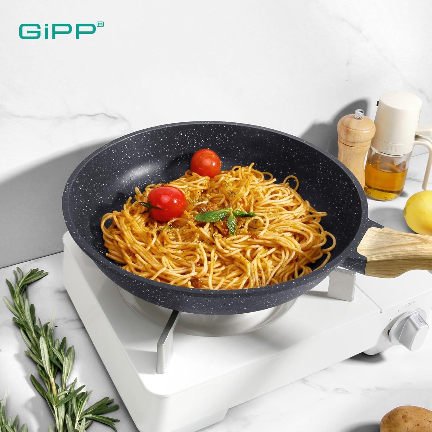 image:imageGiPP Ceramic Nonstick Frying Pan with Lid 12 Healthy NonToxic Non Stick Skillet Omelette Pans Induction Compatible Chef Pan PFAS amp PFOAFree Dishwasher Safe Stay Cool HandlesGray