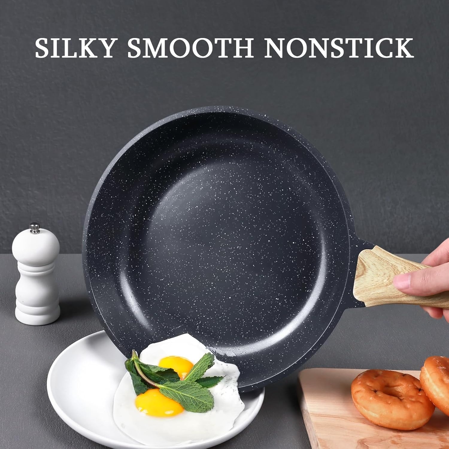 image:imageGiPP Ceramic Nonstick Frying Pan with Lid 12 Healthy NonToxic Non Stick Skillet Omelette Pans Induction Compatible Chef Pan PFAS amp PFOAFree Dishwasher Safe Stay Cool HandlesGray