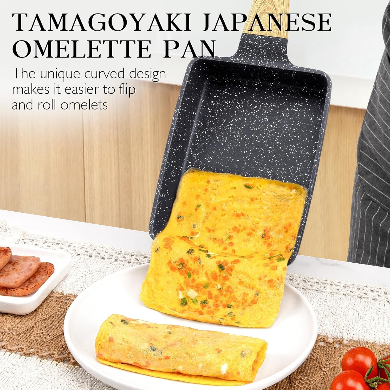 image:imageGiPP Non Stick Egg Pan 3 Section Breakfast Frying Pan 3In1 Divided Grill Pan with HeatResistant Handle 79 Omelette Pan Compatible with All Stovetops PFOA Free GreyGray