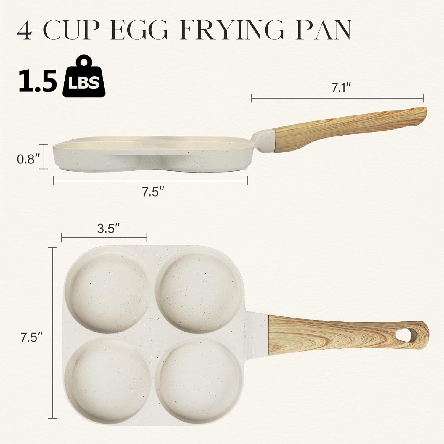 image:imageGiPP Non Stick Egg Pan 3 Section Breakfast Frying Pan 3In1 Divided Grill Pan with HeatResistant Handle 79 Omelette Pan Compatible with All Stovetops PFOA Free GreyCream White