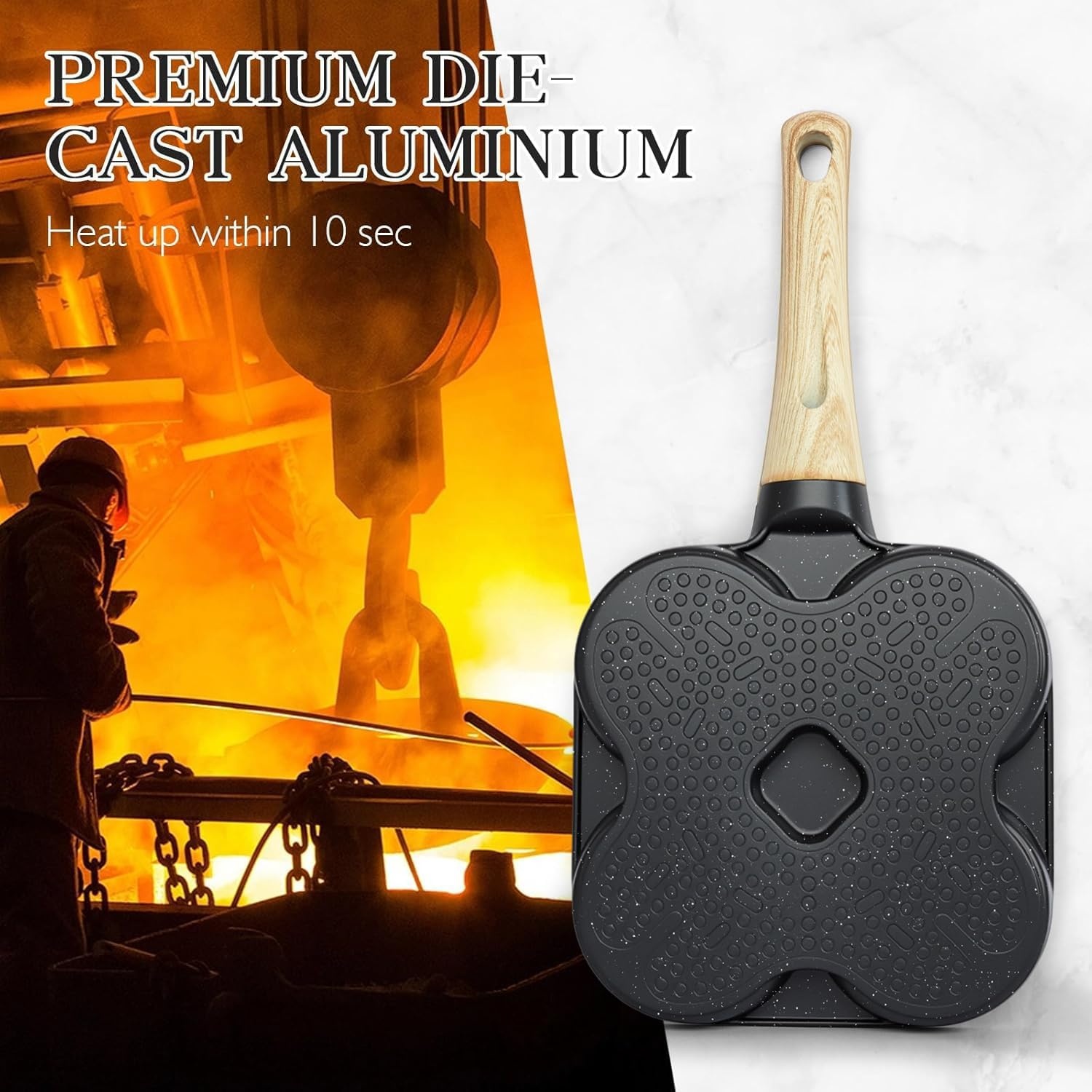 image:imageGiPP Non Stick Egg Pan 3 Section Breakfast Frying Pan 3In1 Divided Grill Pan with HeatResistant Handle 79 Omelette Pan Compatible with All Stovetops PFOA Free GreyDark Gray