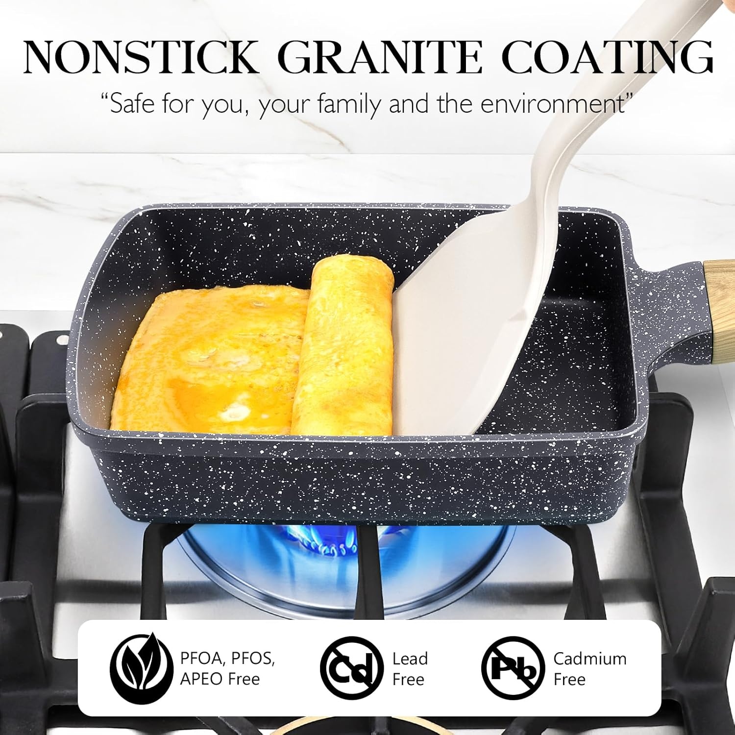 image:imageGiPP Non Stick Egg Pan 3 Section Breakfast Frying Pan 3In1 Divided Grill Pan with HeatResistant Handle 79 Omelette Pan Compatible with All Stovetops PFOA Free GreyGray