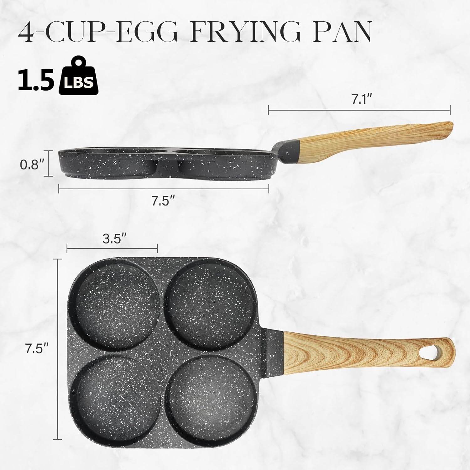 image:imageGiPP Non Stick Egg Pan 3 Section Breakfast Frying Pan 3In1 Divided Grill Pan with HeatResistant Handle 79 Omelette Pan Compatible with All Stovetops PFOA Free GreyDark Gray