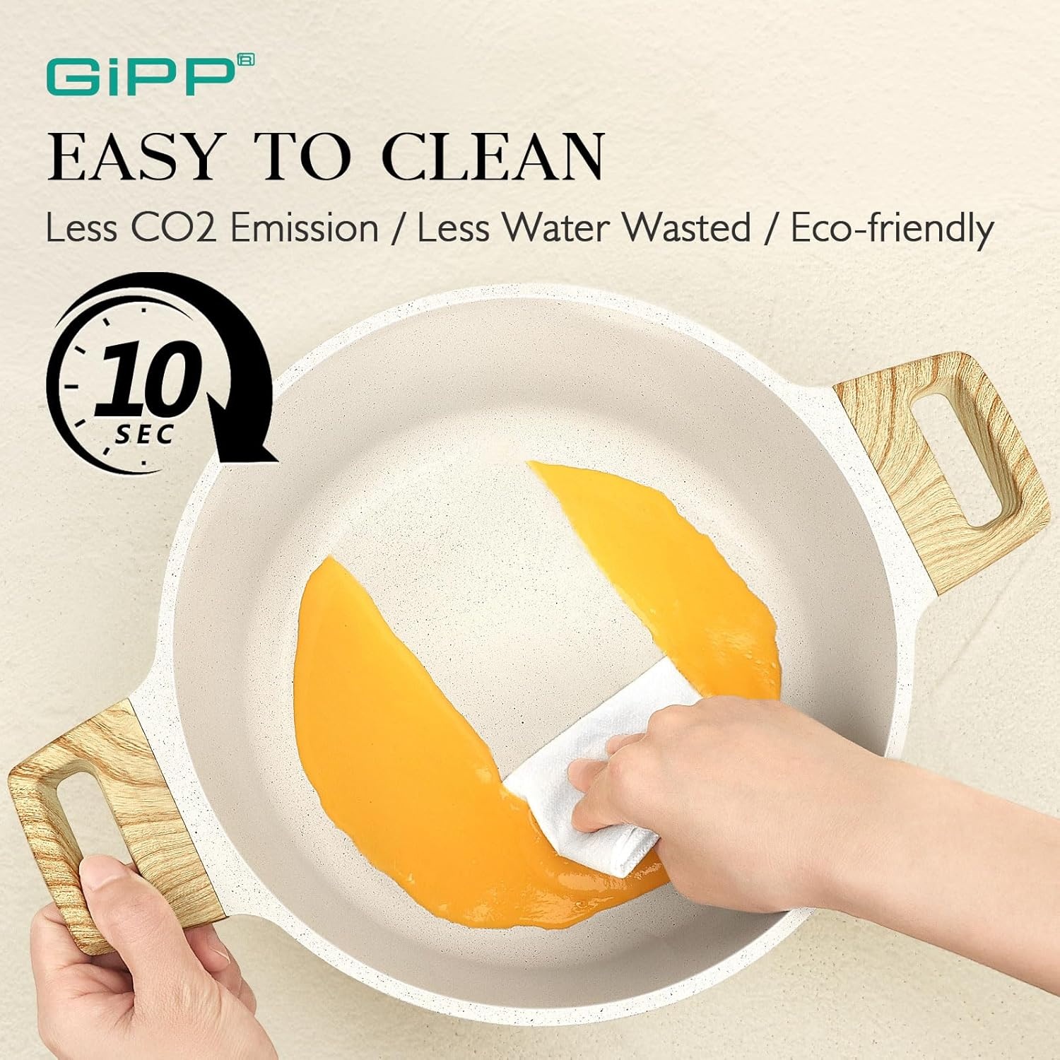 image:imageGiPP Pots and Pans Set Non Stick 14 Pcs White Granite Kitchen Cookware Sets Nonstick Induction Cookware Cooking Pan Set with Frying Pans Saucepans and Silicone Utensils PFOS amp PFOA FreeWhite