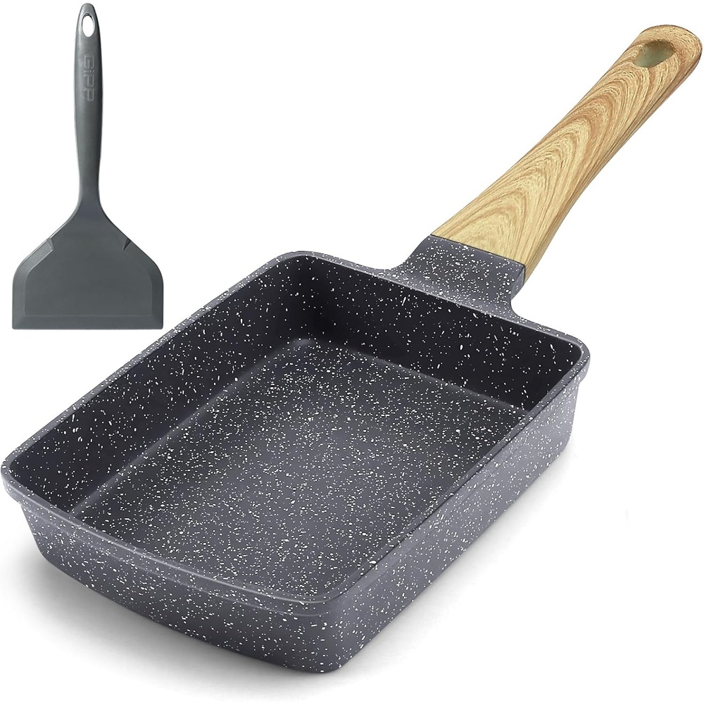 image:imageGiPP Non Stick Egg Pan 3 Section Breakfast Frying Pan 3In1 Divided Grill Pan with HeatResistant Handle 79 Omelette Pan Compatible with All Stovetops PFOA Free GreyGray