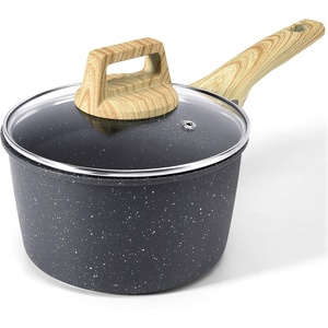 image:imageGiPP 36QT Nonstick Sauce Pan with Lid  Large Non Stick Saucepan Cooking Pot with Staycool Handle Kitchen Pots Granite Sauce Pot Induction Compatible PFOA Free Grey