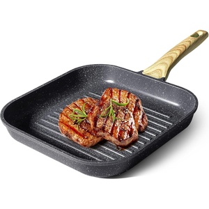 image:imageGiPP Nonstick Grill Pan for Stove Tops  11 Inch Square Grilling Pan for Indoor Cooking amp Outdoor Grilling Non Stick Granite Grill Skillet Steak Pan PFOA Free Grey
