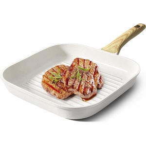image:imageGiPP Nonstick Grill Pan for Stove Tops  11 Inch Square Grilling Pan for Indoor Cooking amp Outdoor Grilling Non Stick Granite Grill Skillet Steak Pan PFOA Free White