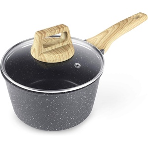 image:imageGiPP Nonstick Sauce Pan with Lid  15QT Small Non Stick Saucepan Cooking Pot with Staycool Handle Small Kitchen Pots Granite Sauce Pot Induction Compatible PFOA FreeGrey