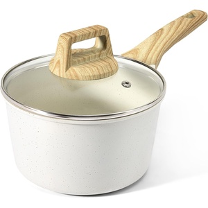 image:imageGiPP Nonstick Sauce Pan with Lid  15QT Small Non Stick Saucepan Cooking Pot with Staycool Handle Small Kitchen Pots White Granite Sauce Pot Induction Compatible PFOA Free