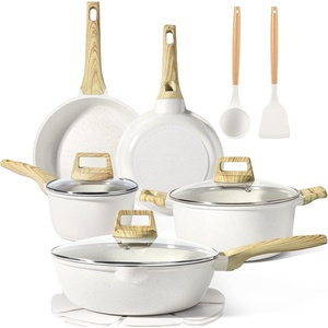 image:imageGiPP Pots and Pans Set Non Stick  14 Pcs White Granite Kitchen Cookware Sets Nonstick Induction Cookware Cooking Pan Set with Frying Pans Saucepans and Silicone Utensils PFOS amp PFOA FreeWhite