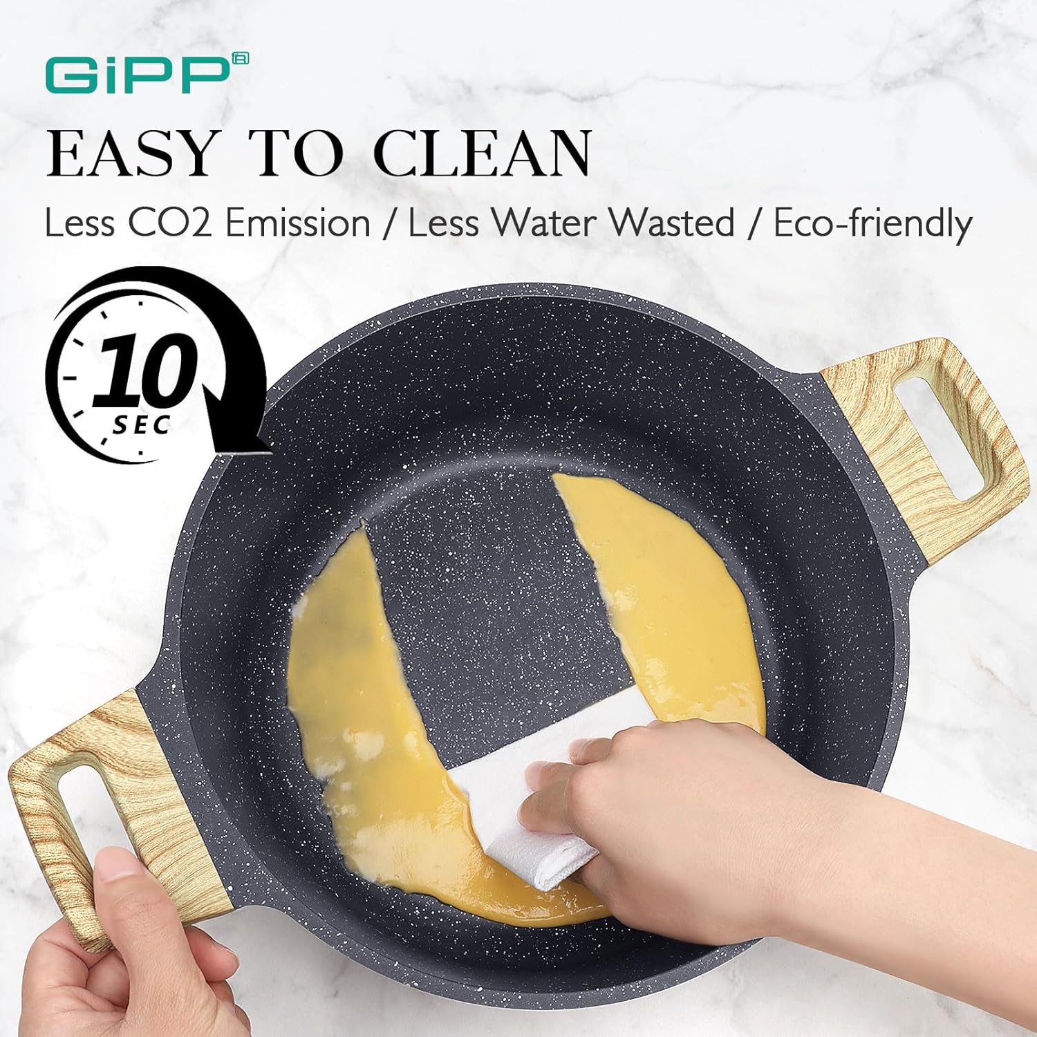 image:imageGiPP Ceramic Pots and Pans Set Non Stick 18 Pcs Nonstick Cookware Set Nontoxic Healthy Kitchen Cooking Set wFrying Pans Set Dishwasher Safe PFAS PTFE PFOA PFOS Free Dark GrayDark Gray