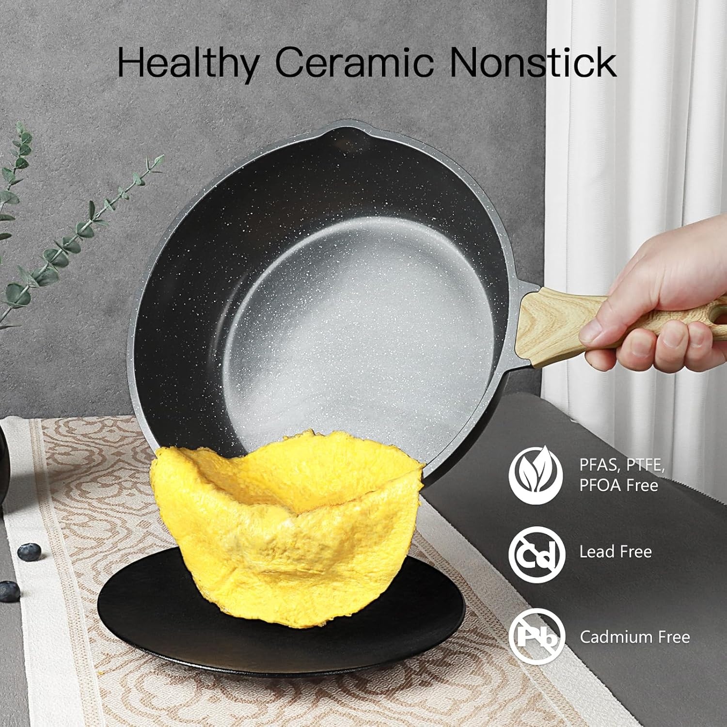 image:imageGiPP Ceramic Pots and Pans Set Non Stick 18 Pcs Nonstick Cookware Set Nontoxic Healthy Kitchen Cooking Set wFrying Pans Set Dishwasher Safe PFAS PTFE PFOA PFOS Free Dark GrayDark Gray