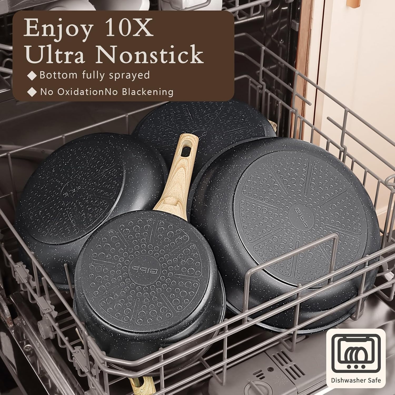 image:imageGiPP Ceramic Pots and Pans Set Non Stick 18 Pcs Nonstick Cookware Set Nontoxic Healthy Kitchen Cooking Set wFrying Pans Set Dishwasher Safe PFAS PTFE PFOA PFOS Free Dark GrayDark Gray