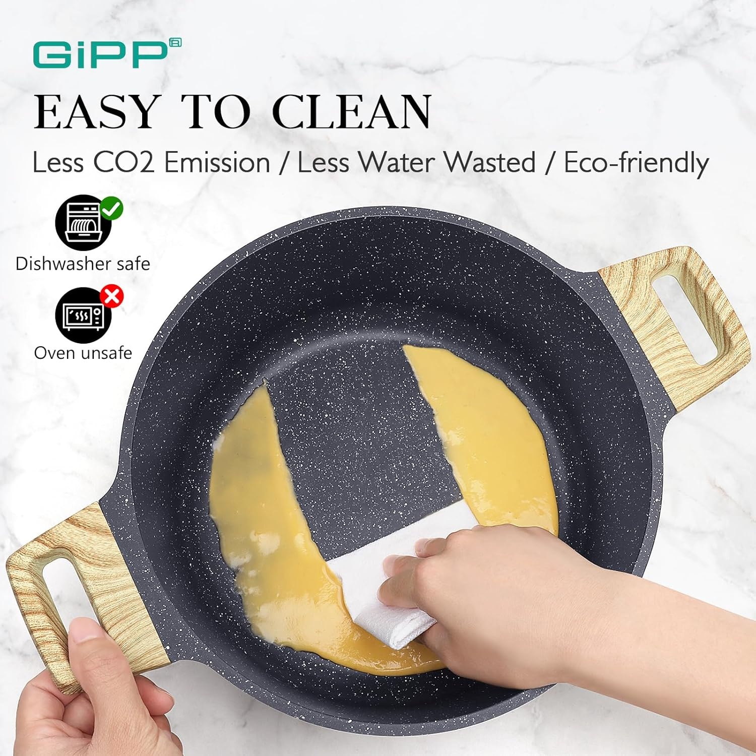 image:imageGiPP Ceramic Pots and Pans Set Non Stick 18 Pcs Nonstick Cookware Set Nontoxic Healthy Kitchen Cooking Set wFrying Pans Set Dishwasher Safe PFAS PTFE PFOA PFOS Free Dark GrayDark Gray