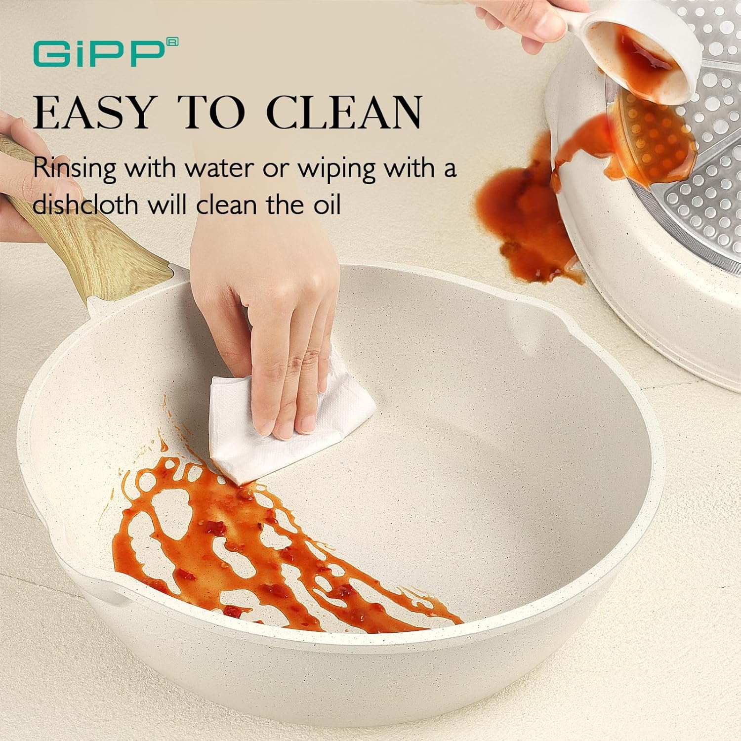 image:imageGiPP Nonstick Deep Frying Pan with Lid Bundle with Nonstick Grill Pan for Stove Tops