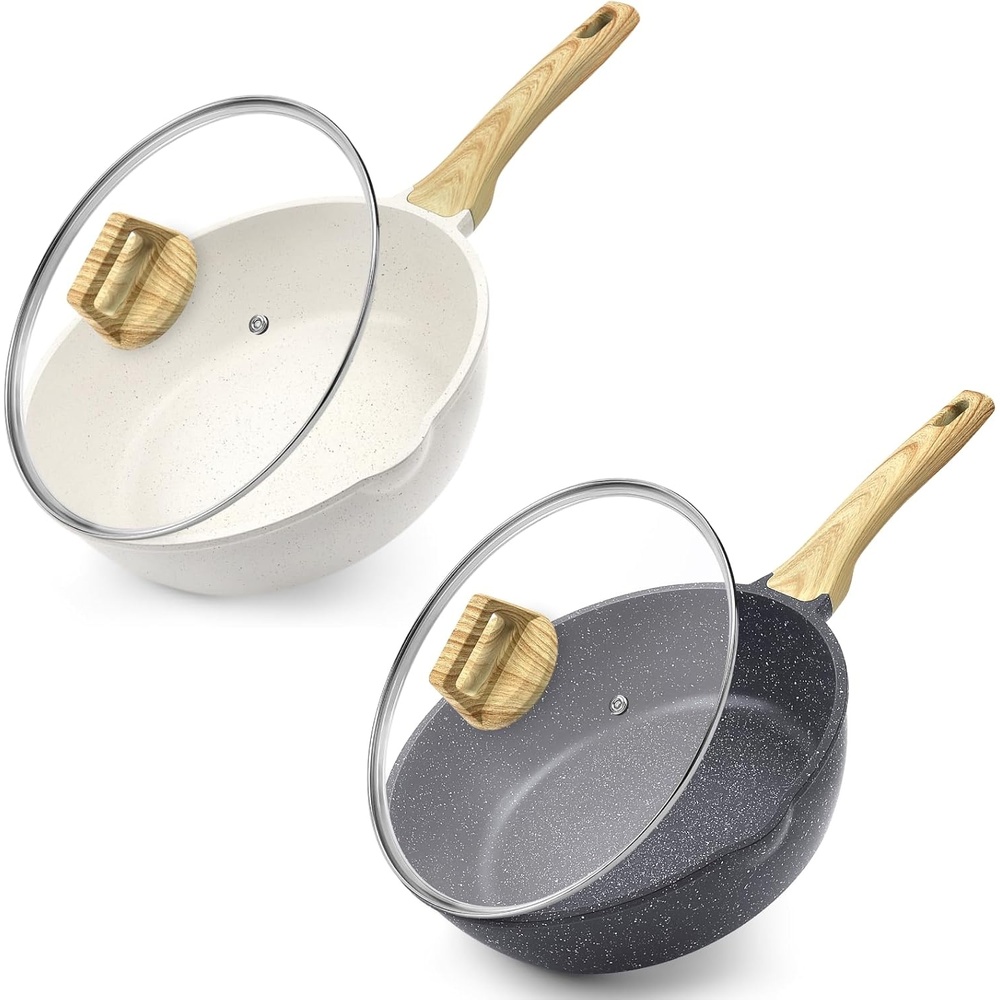 image:imageGiPP Nonstick Deep Frying Pan with Lid White Bundle with Black