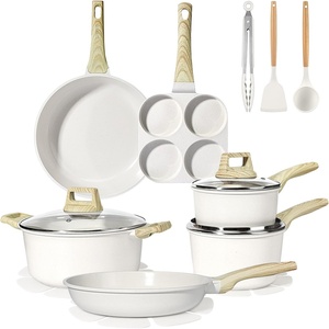 image:imageGiPP Ceramic Pots and Pans Set Non Stick  18 Pcs Nonstick Cookware Set Nontoxic Healthy Kitchen Cooking Set wFrying Pans Set Dishwasher Safe PFAS PTFE PFOA PFOS Free Dark GrayCream White