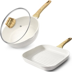 image:imageGiPP Nonstick Deep Frying Pan with Lid Bundle with Nonstick Grill Pan for Stove Tops