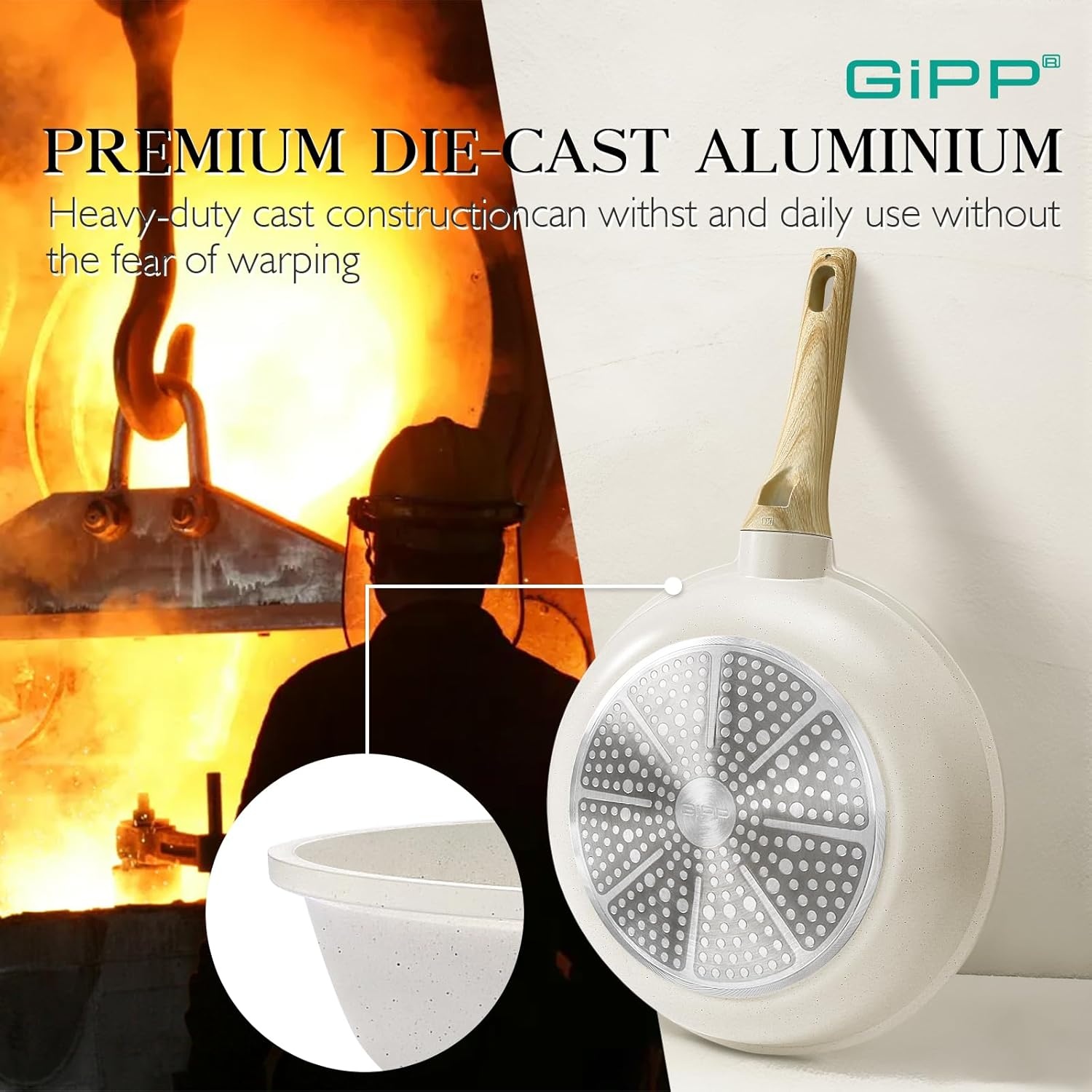 image:imageGiPP Pots and Pans Set Non Stick 10 Pcs White Granite Kitchen Cookware Sets Nonstick Induction Cookware Nontoxic Cooking Pan Set with Lids PFOS and PFOA FreeWhite