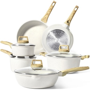 image:imageGiPP Pots and Pans Set Non Stick  10 Pcs White Granite Kitchen Cookware Sets Nonstick Induction Cookware Nontoxic Cooking Pan Set with Lids PFOS and PFOA FreeWhite